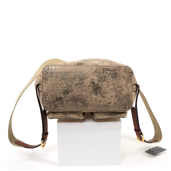 Ralph Lauren NWT Cream Metallic Distressed Embossed Pattern Adjustable Backpack - Picture 2 of 12